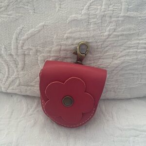 Portland Leather Goods Pink Flower Keychain Pouch
